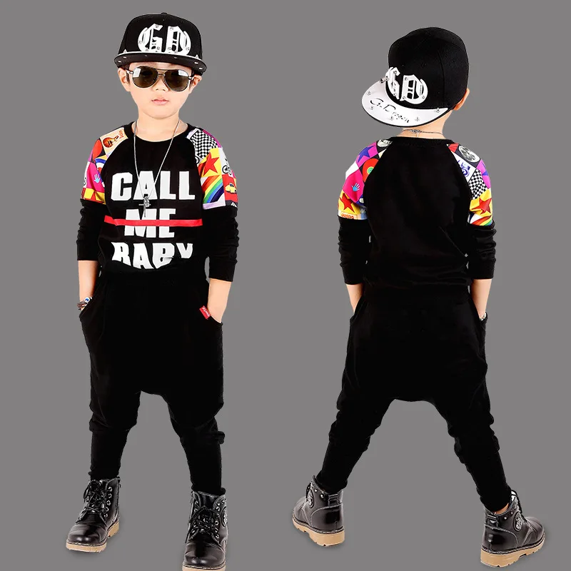 Детская Одежда 2017 Весной Новые Дети Мальчики Хип-Хоп повседневная Костюм