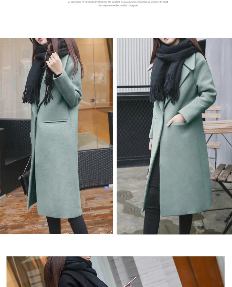 High-end Женские эксклюзивное Однотонное шерстяное пальто на осень и зиму, новая длинная куртка с секциями шик толстое теплое шерстяное пальто TB190509