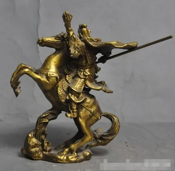 YM 308 Chinese Brass Copper guangong guanyu Warrior Generals Heroes Ride Horse Statue | Дом и сад