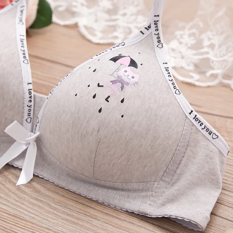 Хлопковый тонкий закрытый бюстгальтер без косточек с треугольной чашечкой |