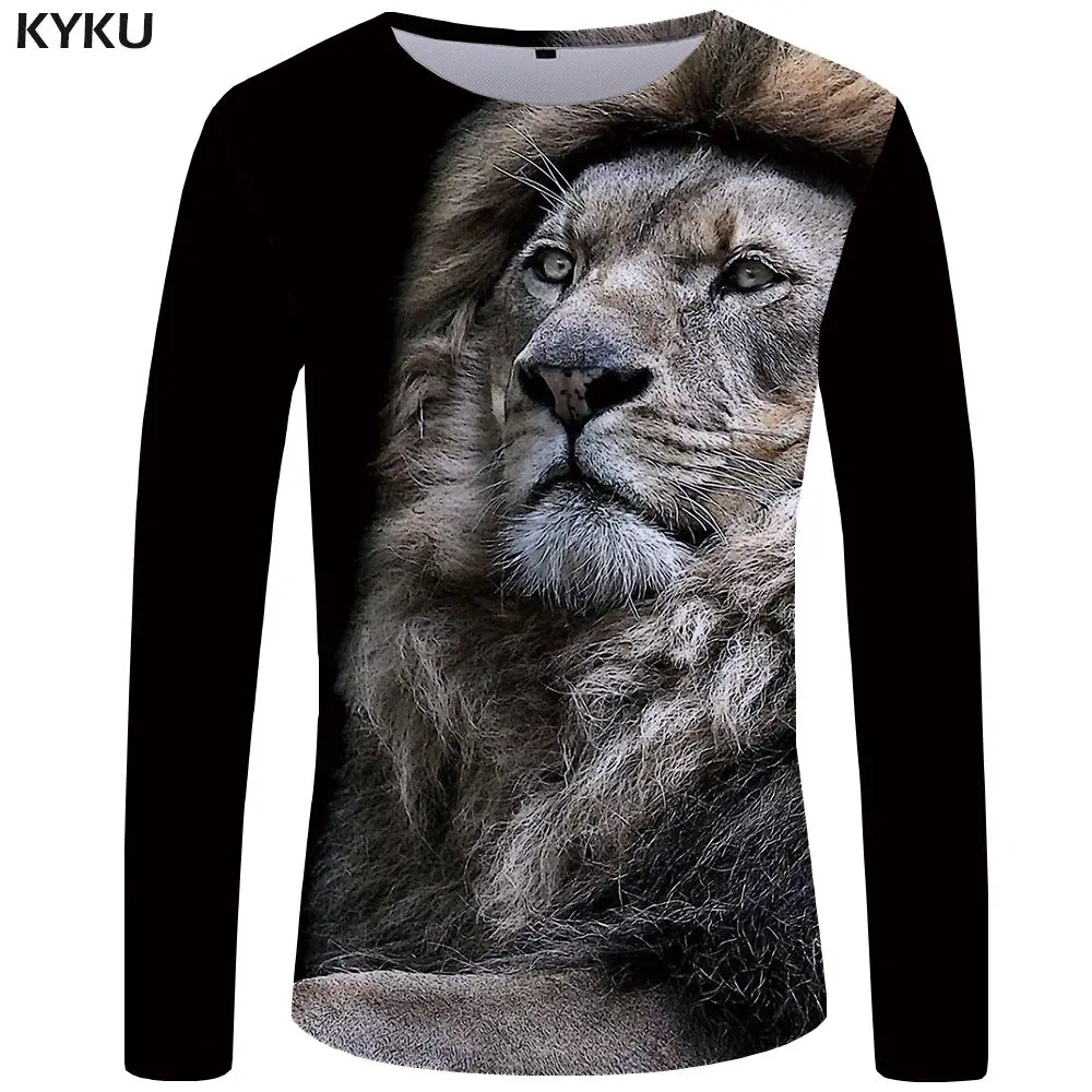 3d t shirt 11 KYKU Тигр Футболка Для мужчин длинная рубашка с рукавами механические забавная футболка s в стиле панк Футболка с принтом Футболка с изображением рок-животного 3d футболка классная Повседневное - Цвет: 3d t shirt 11