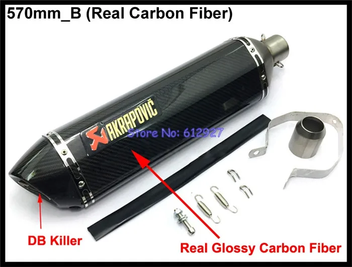 Универсальный 570 мм Глушитель для мотоцикла Akrapovic выхлопная труба для мотоцикла скутер глянцевый глушитель из углеродного волокна выхлопная труба Escape - Цвет: 570mm B