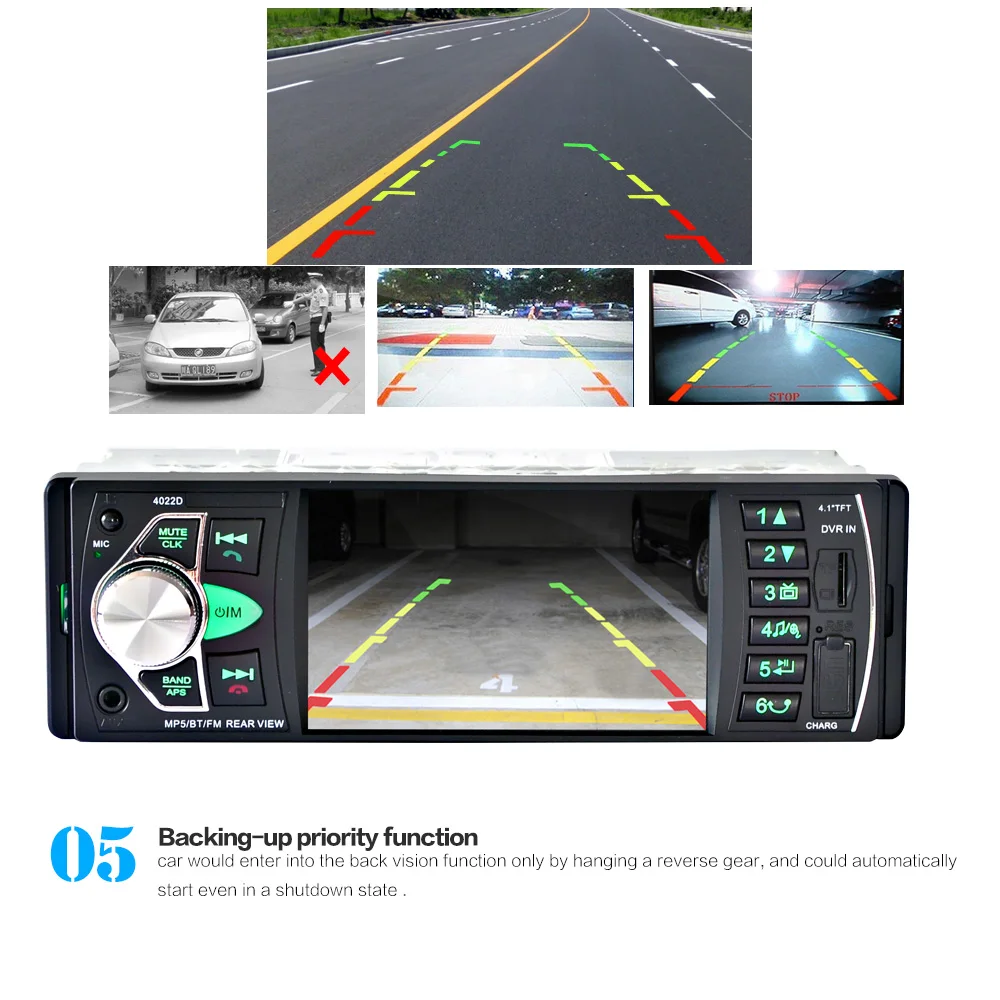 

Autoradio Cassette Recorder Automagnitola 1 Din Car MP5 Player Card Disk Reversing Video Camera support t Rear-view Camera