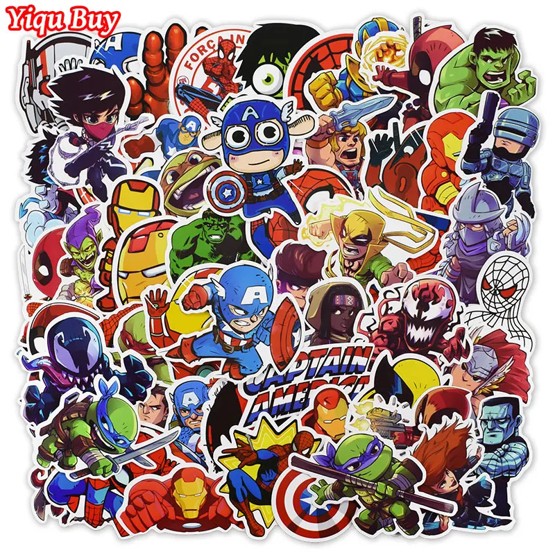 Pegatinas de pel&iacute;cula de Anime de superh&eacute;roe para ordenador port&aacute;til, coche, motocicleta, nevera, bicicleta, guitarra, mochila, calcoman&iacute;as impermeables de dibujos animados, 100 Uds.-0