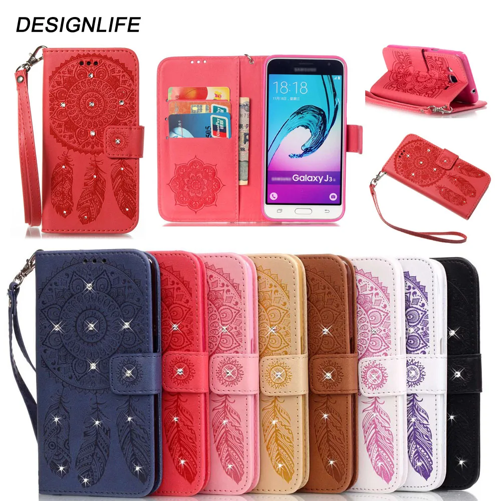 Роскошные побрякушки камень кошелек кожаный чехол флип для Fundas samsung Galaxy J3/J3 2016 J3