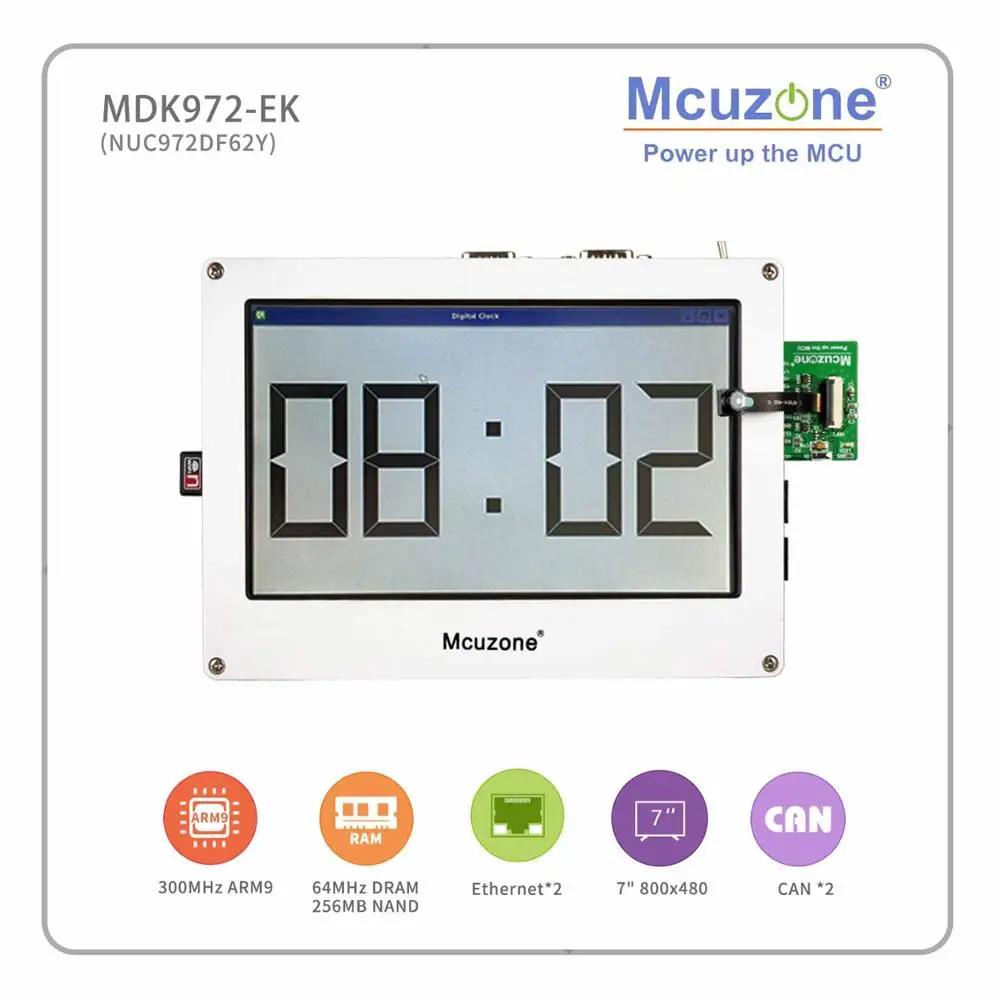 MDK972-EK_T70 NUC972 NUC970 64MB DDR2 16MB + 256MB FLASH LCDC JPEG codec 7 &quot800480 TFTLCD с TP QT GUI usb wifi N99141 CAN | Компьютеры