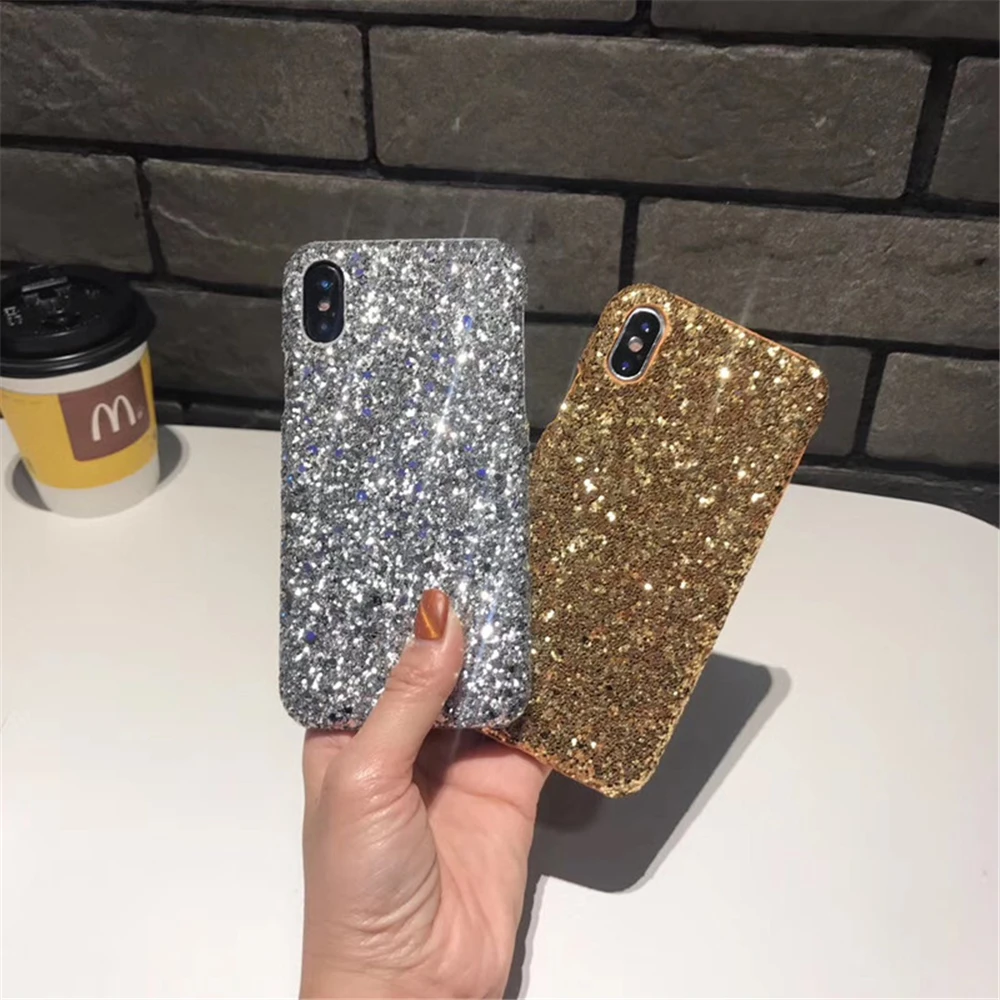 Тепла стильный 3D блеск блестящий чехол со светящимся напылением для iPhone XS X XR MAX 5 6