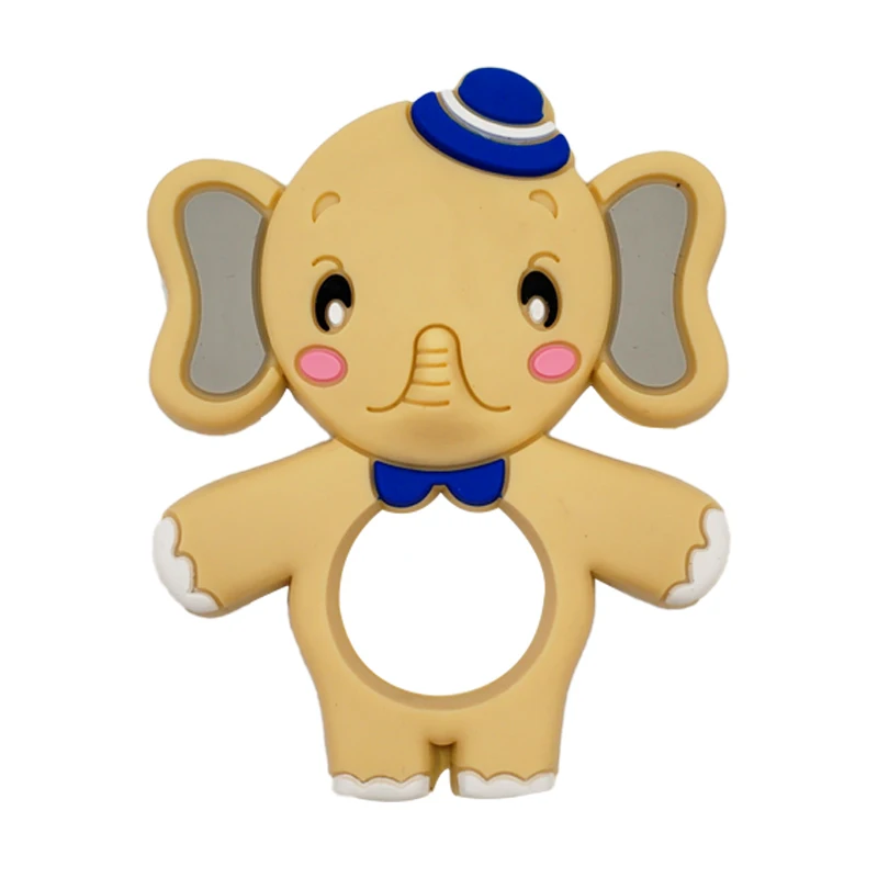 Elephant Brown Укус пищевого силикона Diy животное коала детский Прорезыватель жевательное Кольцо Силиконовые Детские Прорезыватели игрушки подарок для детей Детские подвески - Цвет: Elephant Brown
