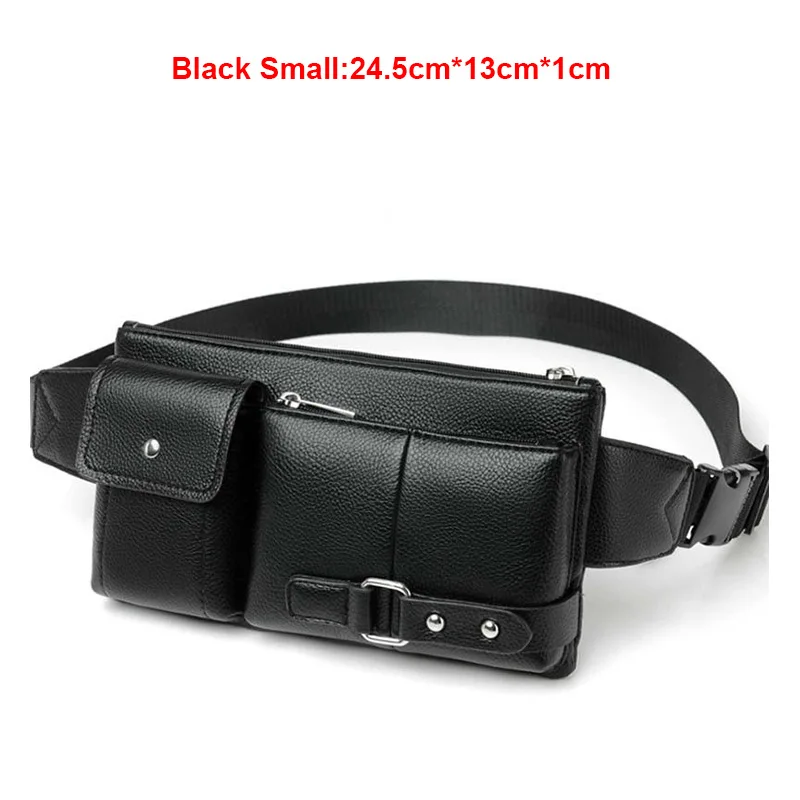 Black Small Элитный бренд сумка на поясном ремне Для мужчин Кожаная поясная сумка на ремне, Мужская нагрудная сумка Повседневное поясные сумки слинг через плечо сумка на пояс живота Пояс heuptas - Цвет: Black Small