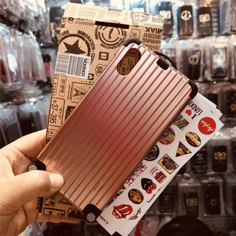 IMIDO Роскошные багажные чехлы для телефонов с наклейкой iPhone 6 6S X модный чемодан Coque