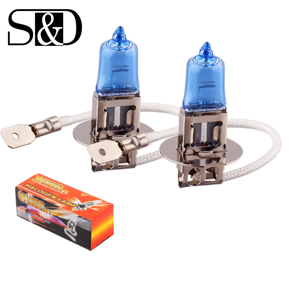 

2pcs H3 Super Bright White Fog Halogen Bulb 55W Car Head Lamp Light 12V car styling car light source parking