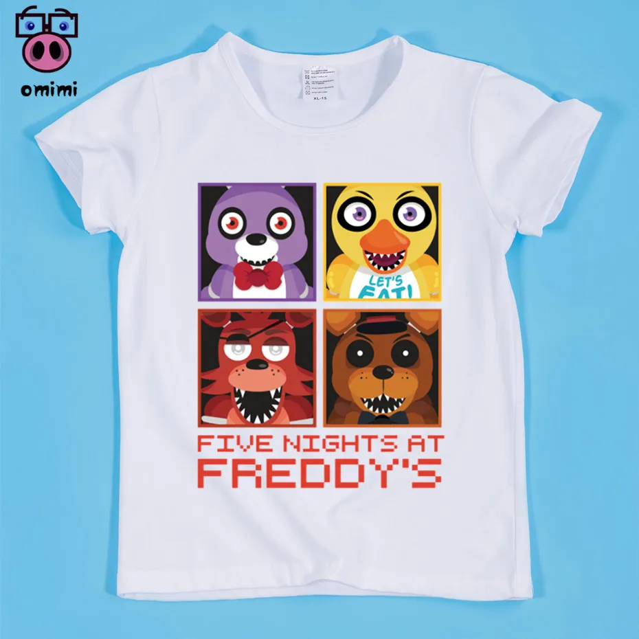 От 2 до 14 лет детская футболка пять ночей с Фредди летняя круглым вырезом для