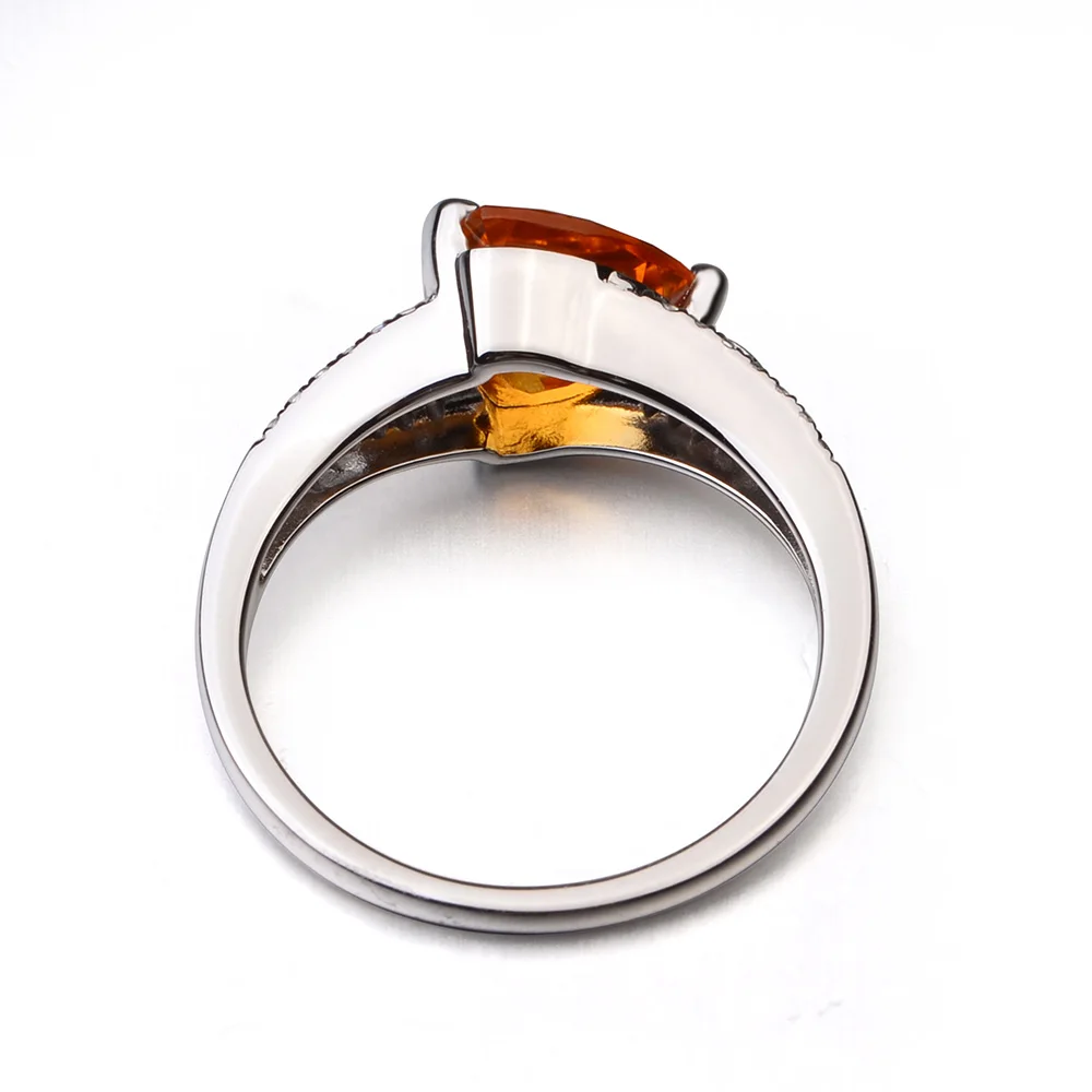 Украшения leige Настоящее натуральное цитрин цельное кольцо из стерлингового
