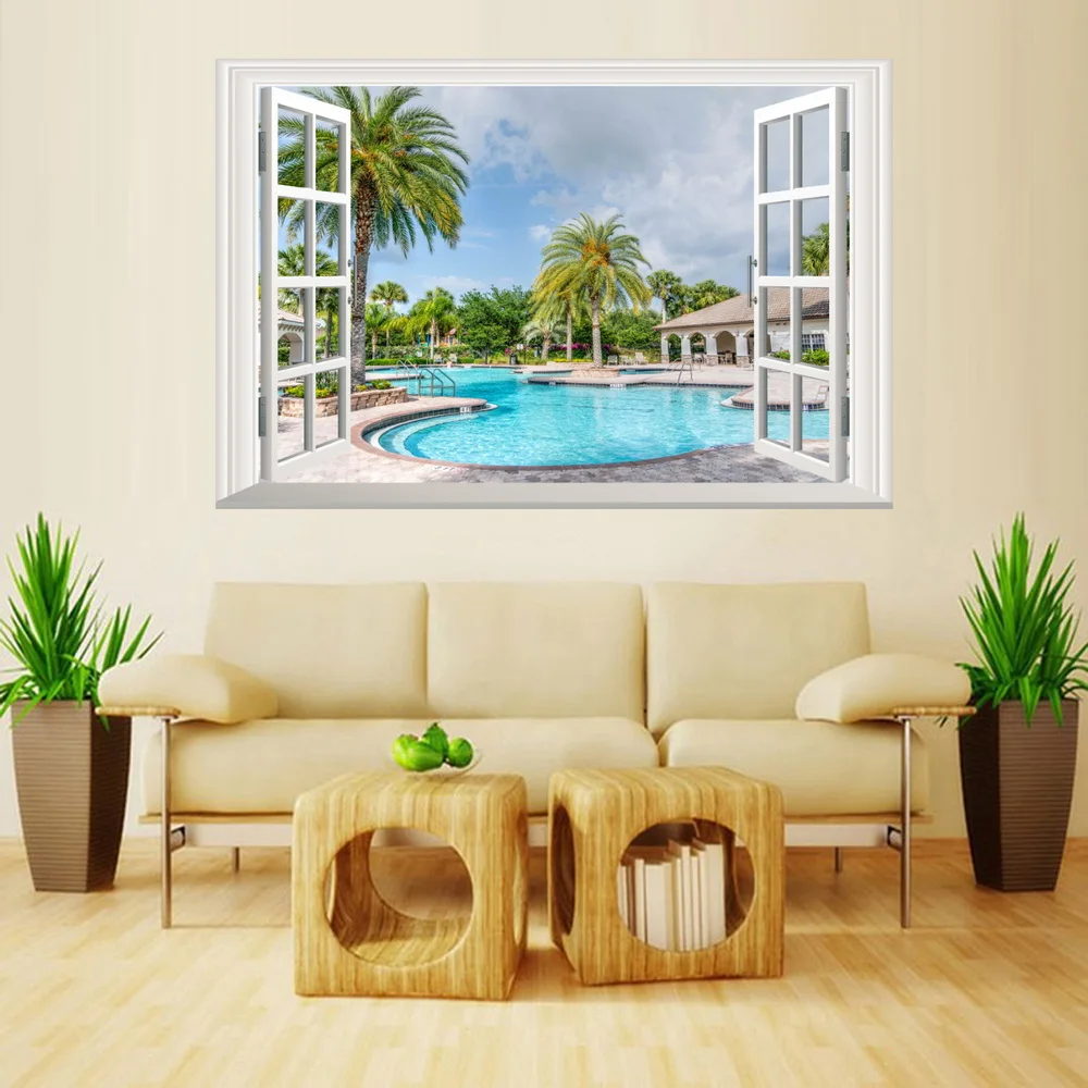 Пасмурное небо плавательный бассейн наклейки на окна обои украшение для дома