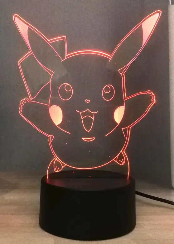 Pikachu 3D светодиодный ночник с покемоном, Милый Пикачу, сказочные эльфы, USB переключатель, разноцветный прикроватный светильник, декоративный детский праздничный подарок, Прямая поставка - Испускаемый цвет: Pikachu