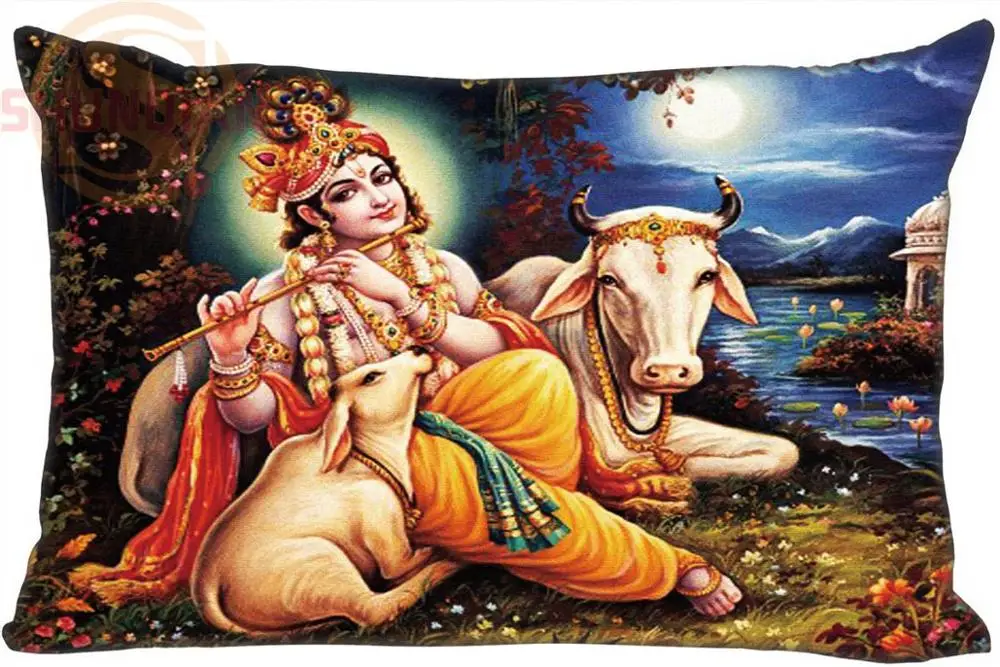 Изготовленная на заказ Hinduism Lord наволочки Кришны 35X45 наволочка см дешевая для отдыха с одной стороны - Цвет: Черный