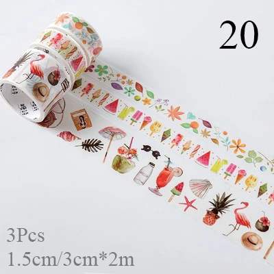 3Pcs Cartoon Fruit Decorative Adhesive Creative Flower Washi Tape Tape Cute Masking Tapes For Kid Scrapbooking DIY Photos Albums - Цвет: 20