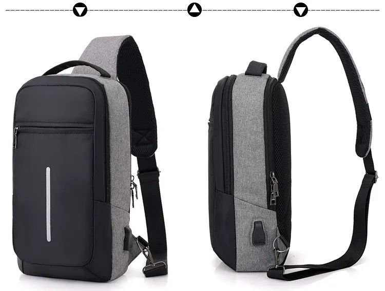 Мужской ремень сумка груди светоотражающие полосы backbag Мужчины одно плечо usb