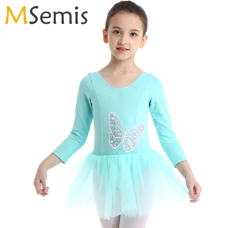 Балетное платье для девочек гимнастическое трико юбка-пачка из хлопка и тюля с
