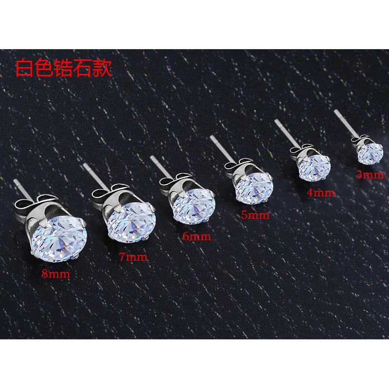 1Pair White Purple Pink CZ Silver Surgical Steel Post Stud Earrings Office or OL Rock Jewelry | Украшения и аксессуары