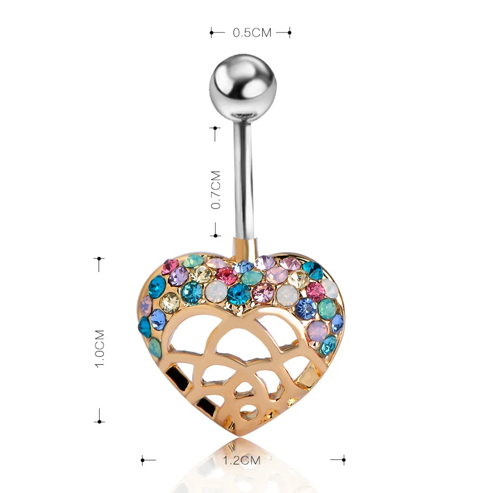 Изогнутые в форме сердца украшения для тела ослепительный пирсинг пупка