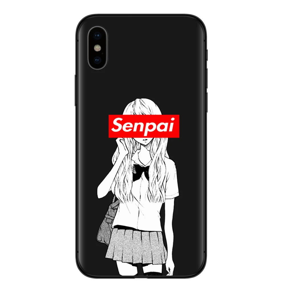 Чехол для телефона RUIXKJ Sugoi Senpai Anime waifu iPhone XS Max XR X 8 7 6 6S Plus 5S SE мягкий черный