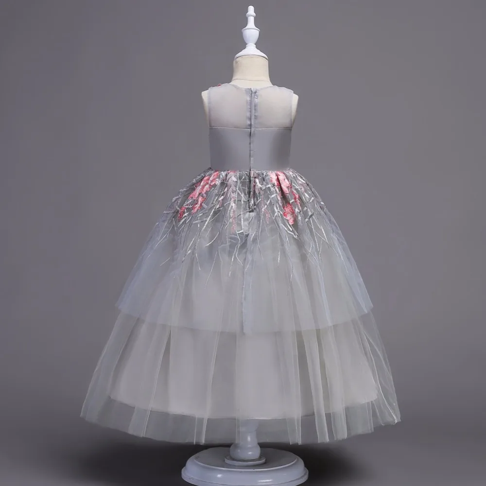 Платье с цветочным узором для девочек Детские платья свадебной вечеринки