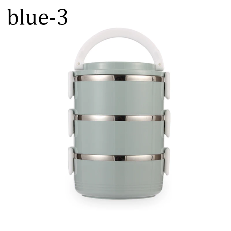 Blue-3 Bento Box для сохранения тепла 304 из нержавеющей стали, Ланч-бокс для детей, портативный контейнер для еды для пикника, школы, взрослых, бизнеса - Цвет: Blue-3