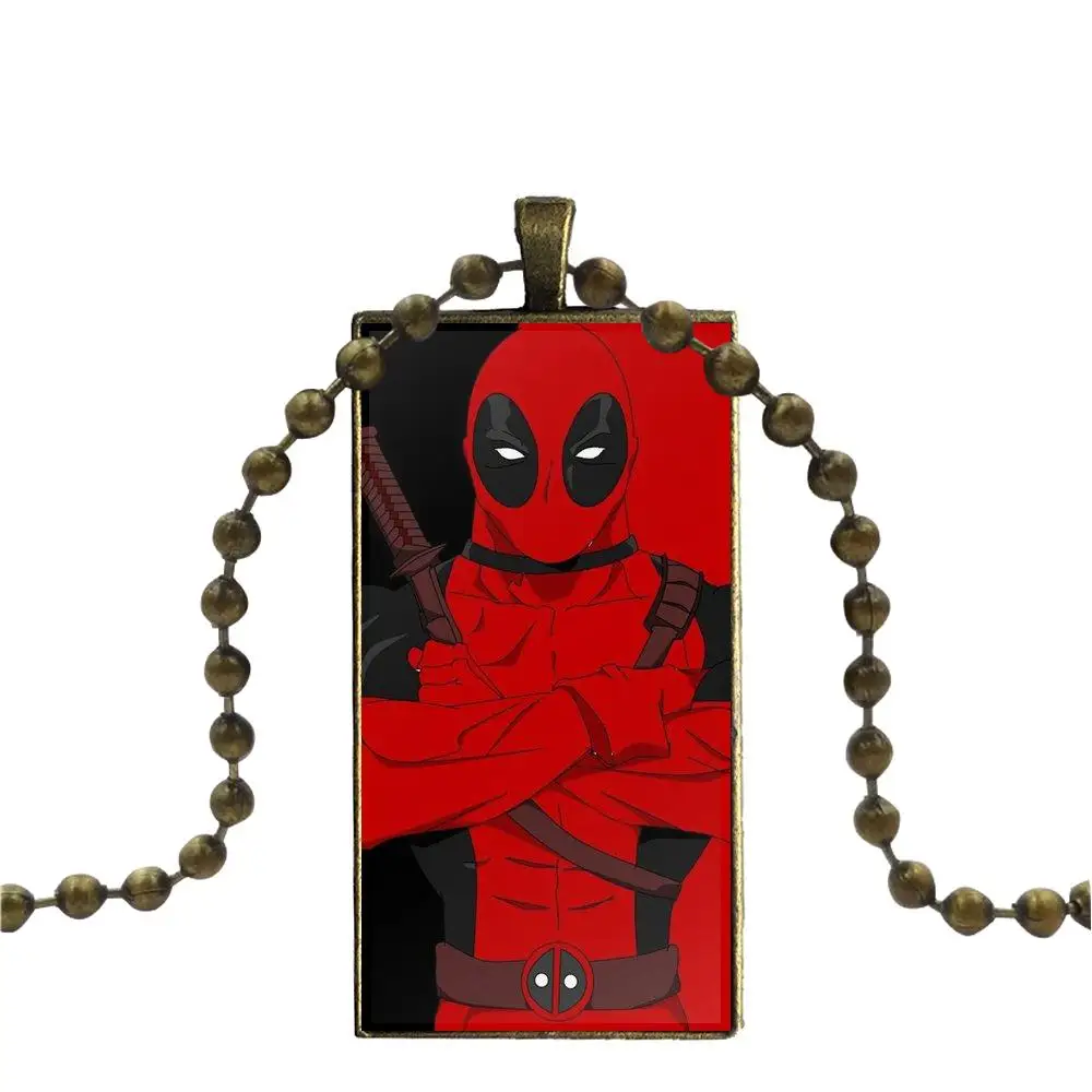 Superheroes Deadpool Logo For Women Party Gift Glass Pendant Galaxy Necklace Bronze Plated Necklaces Jewelry | Украшения и