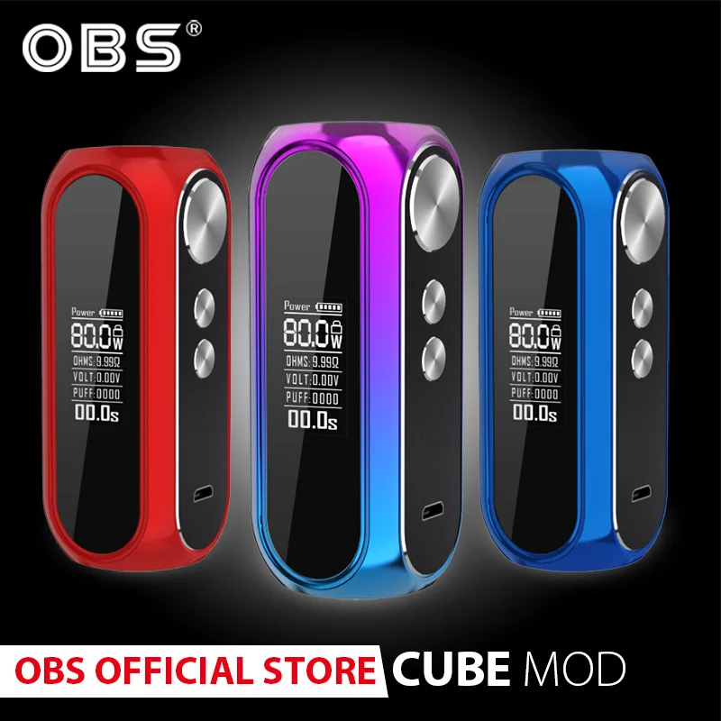 Оригинал OBS cubemod 3000 мАч встроенный аккумулятор 80 Вт Выход электронная сигарета