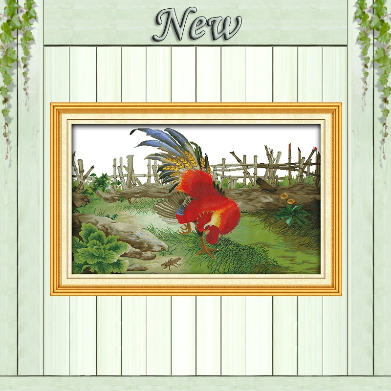 

Live an extravagant life cock DMC 14CT 11CT Needlework Kits Embroidery Sets DIY Cross Stitch Counted Print on canvas decor chick