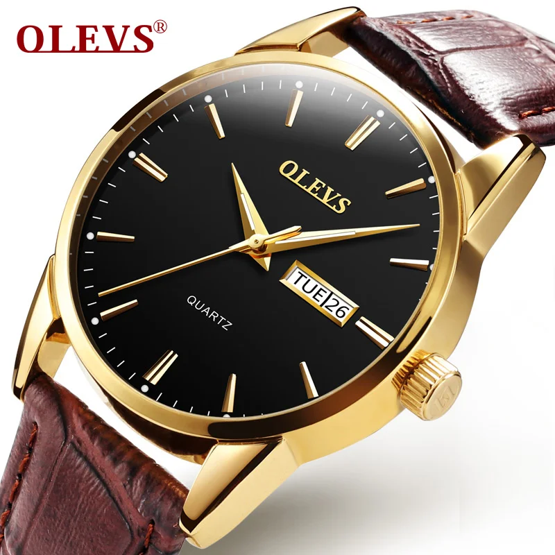 

OLEVS 2017 Business Quartz Watch Men Sport Complete Calendar Watches Male Leather Strap Wristwatch Clock Hours erkek kol saati