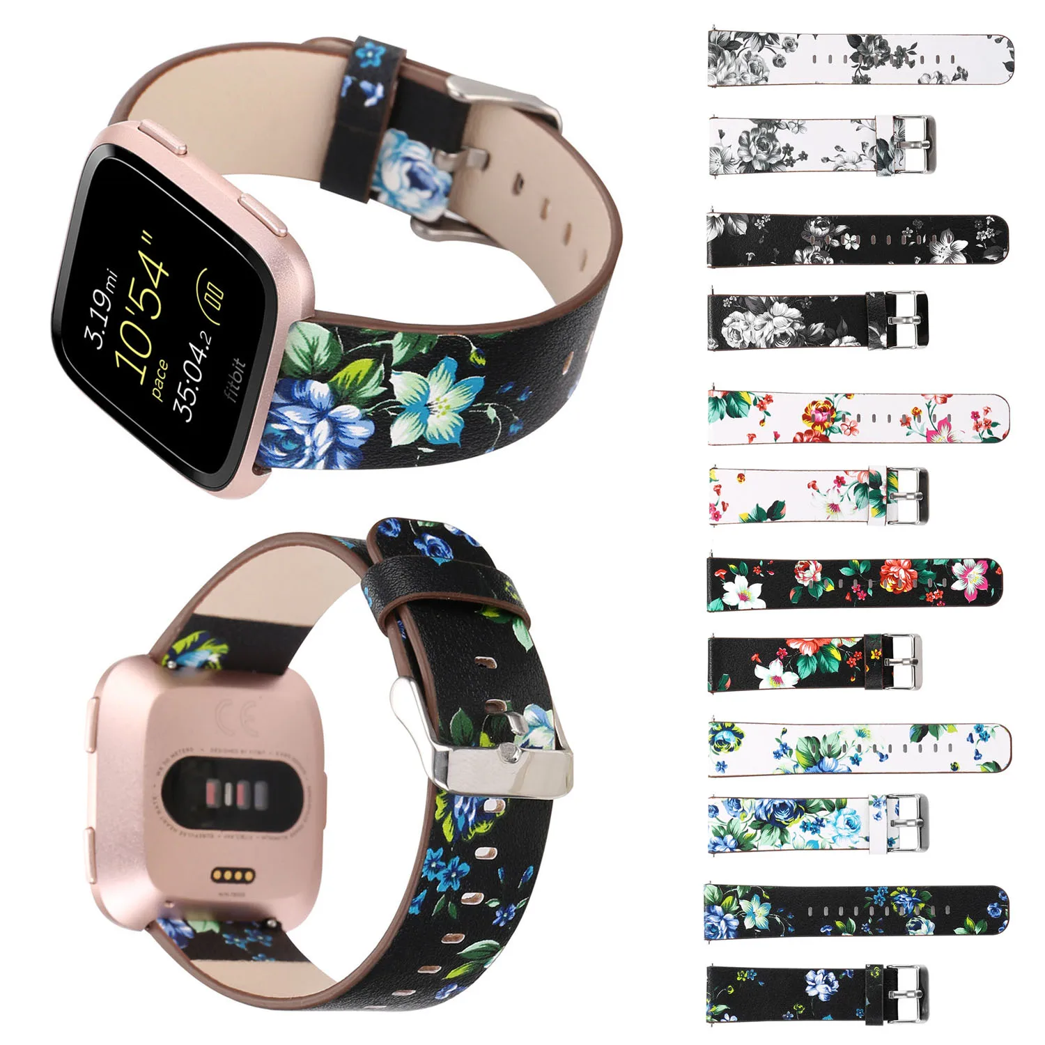 Кожаный ремешок с цветочным рисунком в стиле ретро для Fitbit Versa запасные ремешки