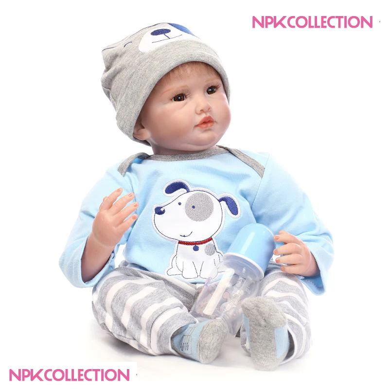 

NPK Silicone reborn baby boy dolls 22"55cm cotton body reborn babies alive dolls toys for children gift bebe bonecas