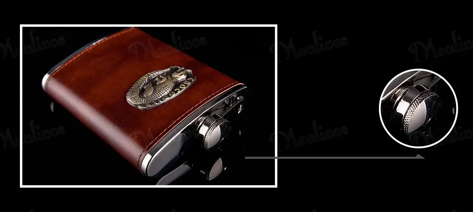 Модная фляжка 8 унций, фляжка из нержавеющей стали для напитков, коричневая кожа крокодила, бутылка для алкоголя, ликера, виски, подарки