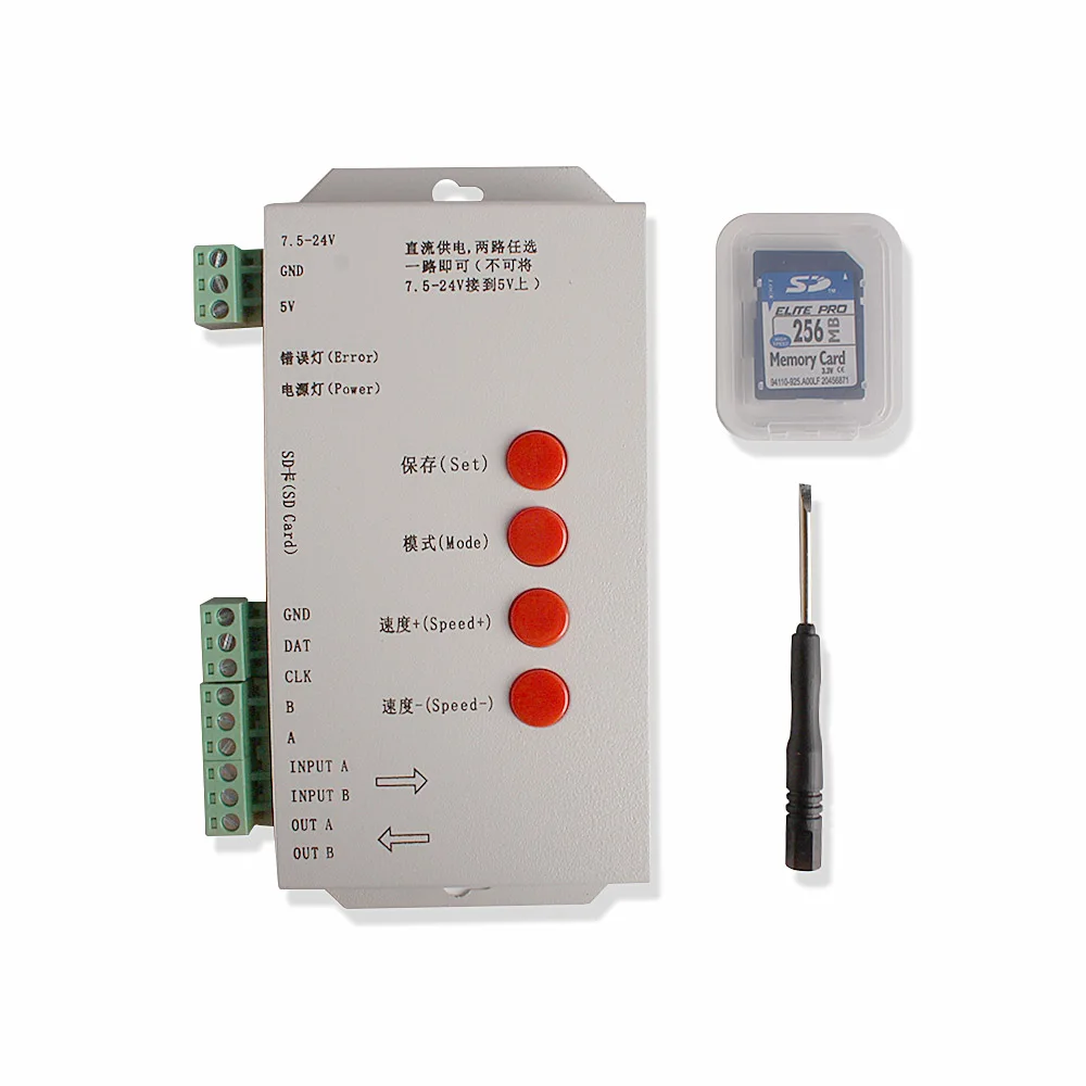 Светодиодный T1000S 128 SD карты Пиксели WS2811 контроллер DC5 ~ 24 V для WS2801 WS2812B LPD6803