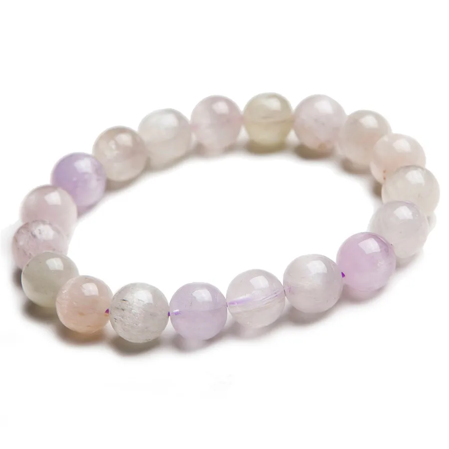 11mm Natural Genuine Kunzite Gemstone Crystal Clear Round Bead Stetch Bracelet Women Lady | Bracelets