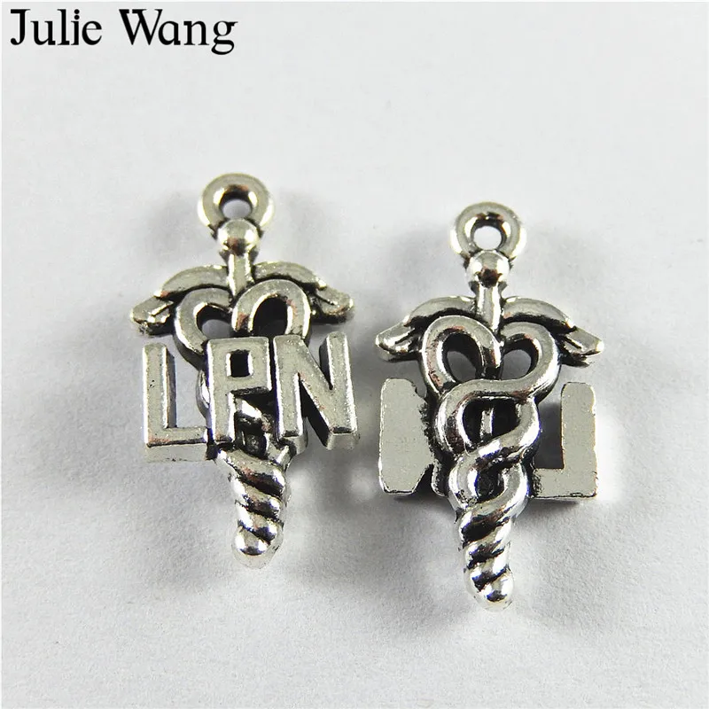Браслеты и подвески Julie Wang 10 шт. символы медсестры LPN из сплава под античное