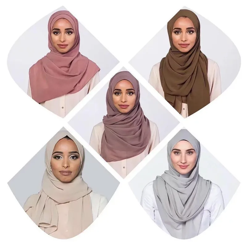 

#11-20 Wholesale Price Chiffon Hijab For Women Traditional Islamic Clothing Simple Comfortable Scarf Malay Arabic Free Shipping