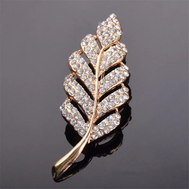 Женская Винтажная брошь в виде листьев с кристаллами| |