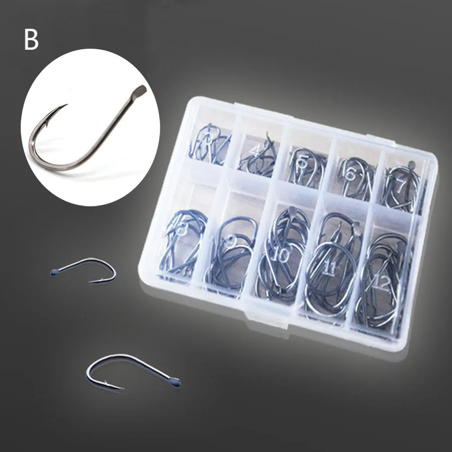 B total 100pcs East Rain 100 шт./лот 3#-12# Крючки осьминог серии из высокоуглеродистой стали крючок с колючей рукояткой крючок рыболовный крючок рыболовные снасти - Цвет: B total 100pcs