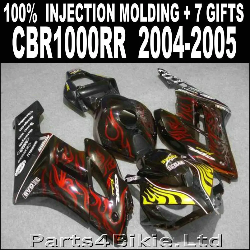 Бесплатная Настройка обтекателей для HONDA 2004 2005 CBR 1000 RR кузов красное пламя в