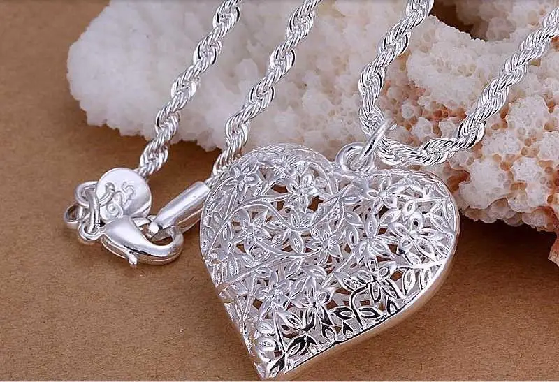 925 Sterling Silver Jewelry Pendant Fine Fashion Cute Plated Heart Necklace Pendants Top Quality CP218 | Украшения и аксессуары