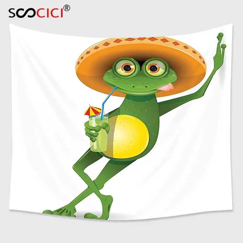 Настенный Гобелен Cutom коллекция с мультяшным декором лягушка в сомбреро и