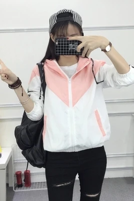 2018 Hooded Two Tone Windbreaker Jacket Patchwork Jackets Women Color Block Fall Fashion Casual Outerwear Baseball jacket | Женская