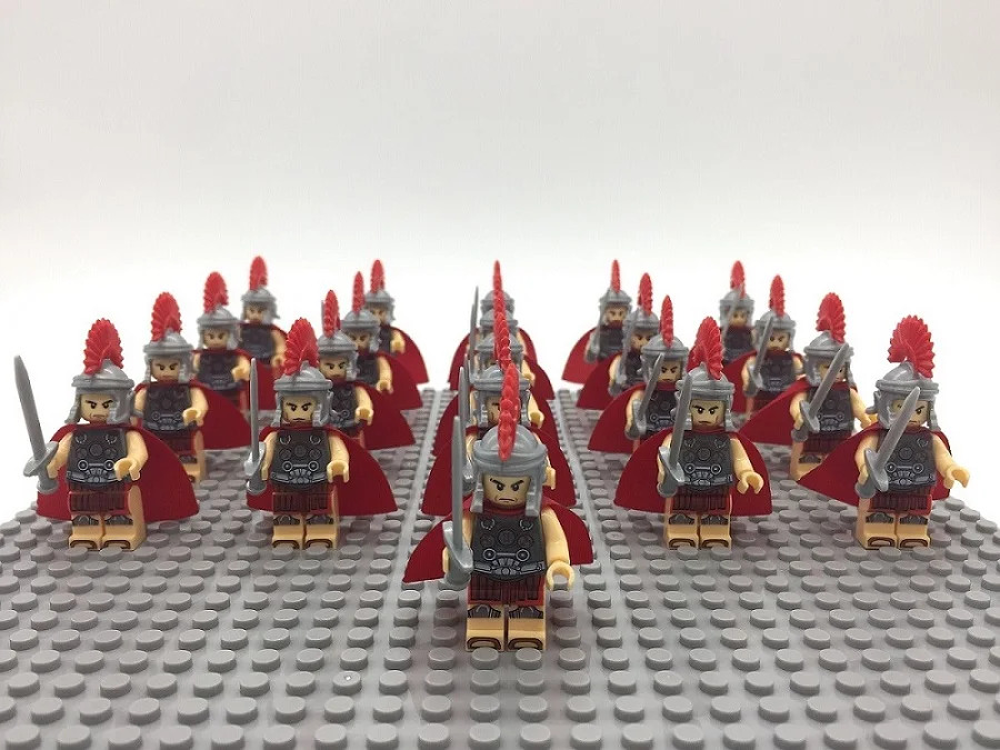 21PCS Medieval Crusader Rome Commander Soldiers Army Group Building Blocks Baby Toys