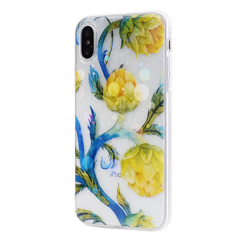 Retro Floral clear phone case for iPhone XS Max glitter transparent on 5s 6s Plus 8 6 7 XR |