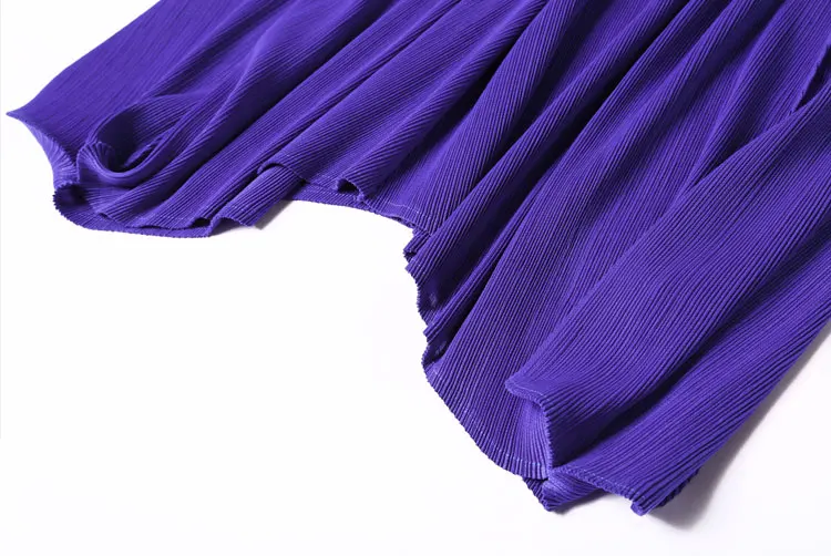 Changpleat осеннее Новое Женское платье Miyak Плиссированное модное дизайнерское свободное платье большого размера с рукавом 3/4 синие черные женские платья