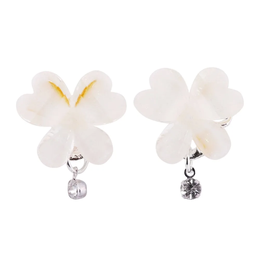 Сладкий корейский стиль Хрустальный цветок Белый Акрил серьги-стержни ювелирные