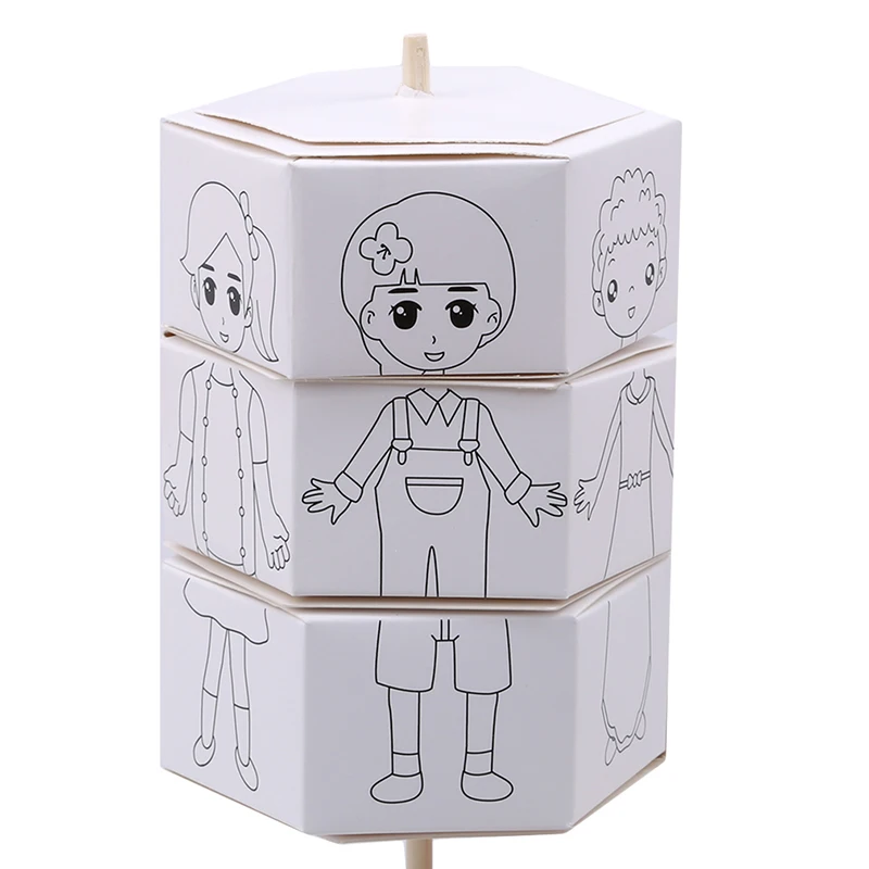 Kids Rotary DIY Paper Color Matching Rotation Change Clothes Doll Creative Handcraft Puzzle Kindergarten Craft Toys For Children | Игрушки и